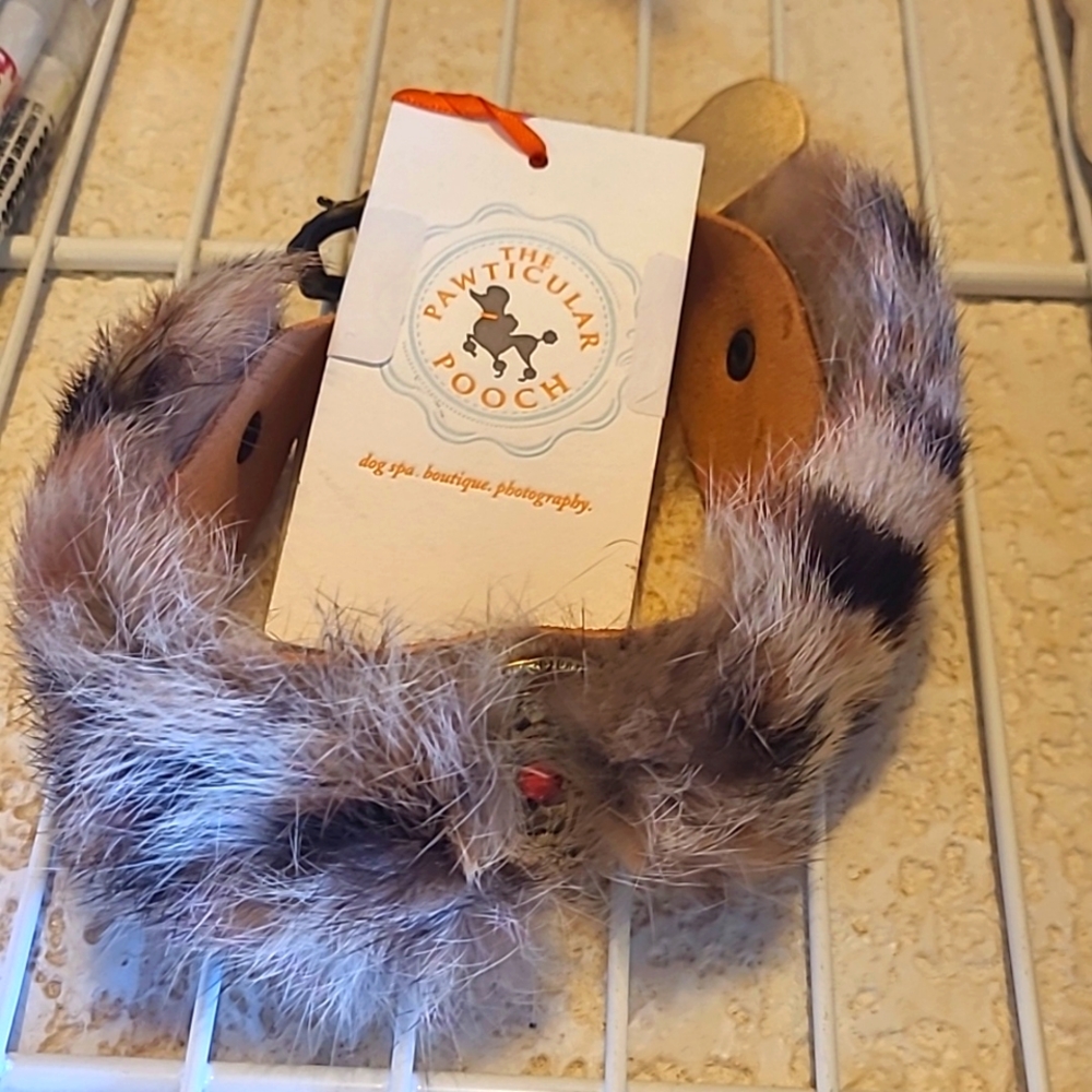 Dog Collars Pooch/Real Fur/Rhinestones